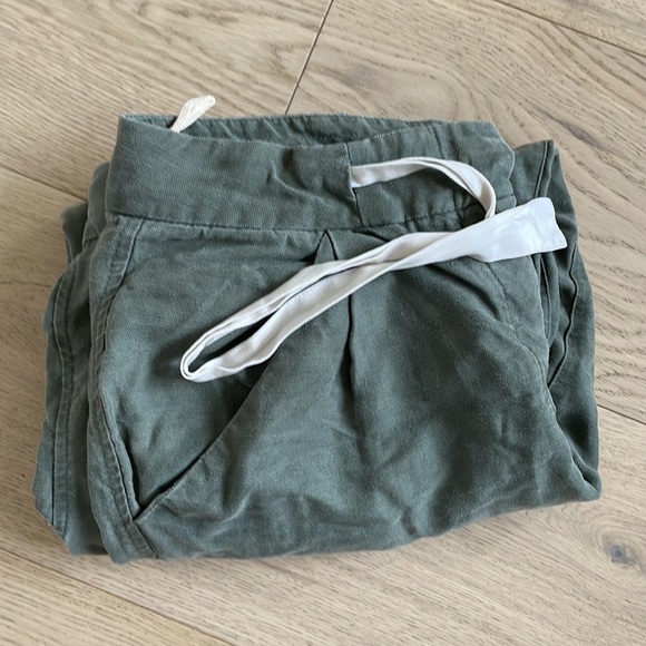 Aritzia Wilfred Allant Tan Linen ankle crepe drawstring jogger women’s pants Sz0 - Picture 7 of 9